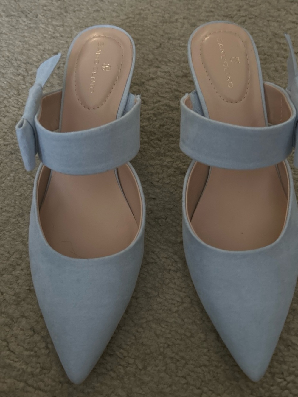 Bandolino Powder Blue Pointed-Toe Bow-Back Mules